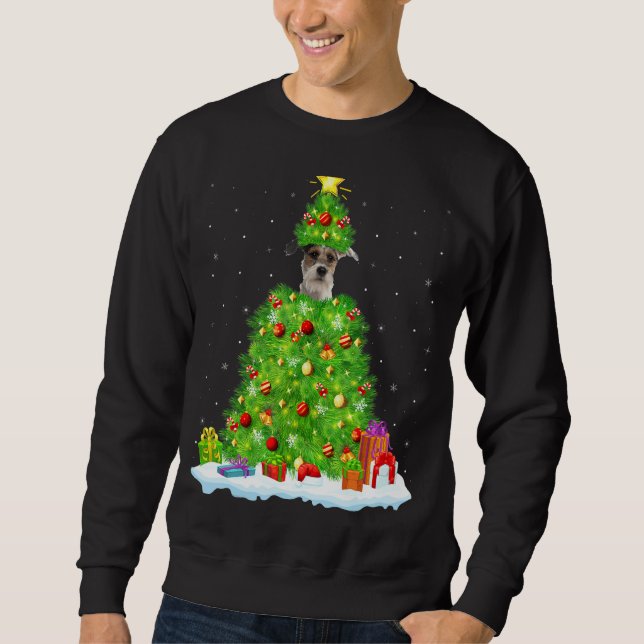Fox Terrier Xmas Lighting Tree Funny Fox Terrier C Sweatshirt (Vorderseite)