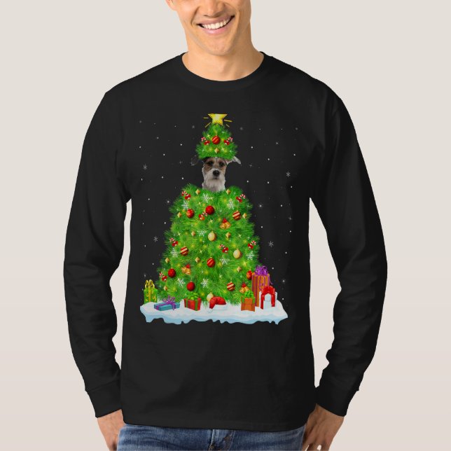 Fox Terrier Xmas Lighting Tree Funny Fox Terrier C T-Shirt (Vorderseite)