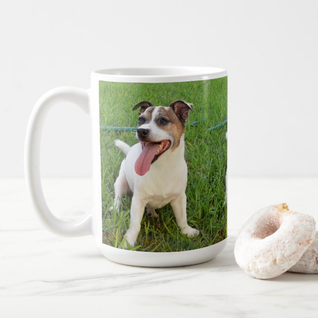 Fox Terrier, Zunge in der Wange, Kaffeetasse (Mit Donut)