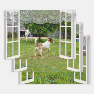 Fox Terriers, die den Garten erkunden, Geschenkpapier Set