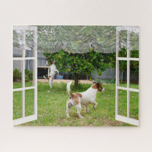 Fox Terriers, die den Garten erkunden,  Puzzle
