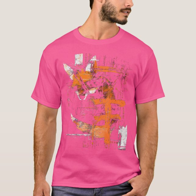 Fox Text Abstrakt Animal Geometric Fox T-Shirt (Vorderseite)
