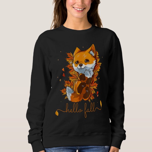 Fox Thanksgiving Fall Autumn Hello Fall Cute Fox Sweatshirt (Vorderseite)