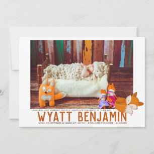 Fox Themed Birth Announctions Card Ankündigung