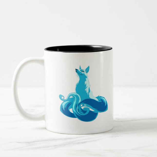Fox torii blauer Wolken Fantasie Zweifarbige Tasse (Links)