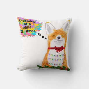 Fox träumen von einem weißen Weihnachten Kissen