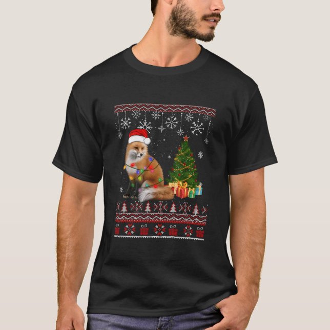 Fox Tree Decoration Santa Light Snow T-Shirt (Vorderseite)