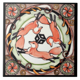 Fox Trio Mystical Circle Design Art Trivet Fliese