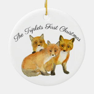 Fox Triplets Keramik Ornament