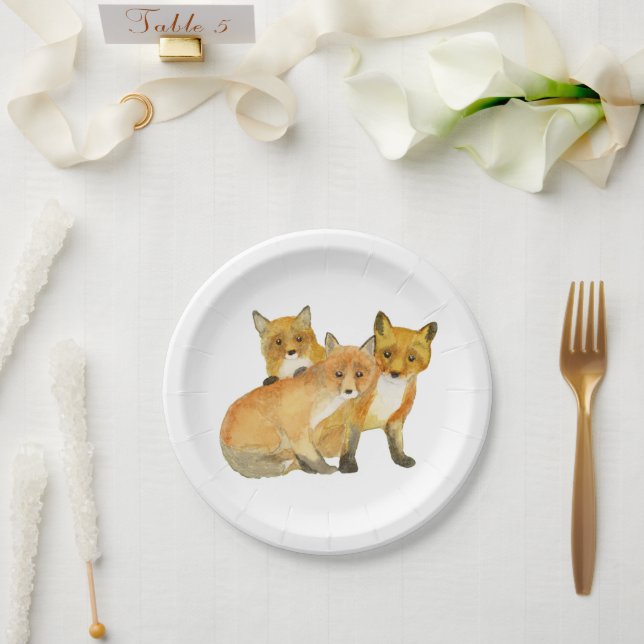 Fox Triplets Pappteller (Hochzeit)