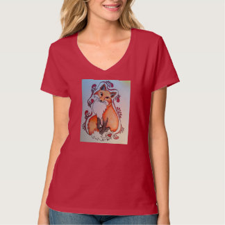 Fox u. Herz V-Hals T - Shirt