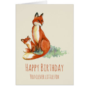 Fox und Baby Watercolor Geburtstagskleber Clever F