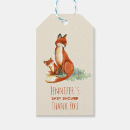 Fox und Baby Watercolor Illustration Baby Shower Geschenkanhänger