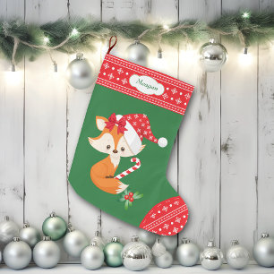 Fox und Candy Cane Großer Weihnachtsstrumpf