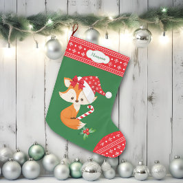 Fox und Candy Cane Großer Weihnachtsstrumpf