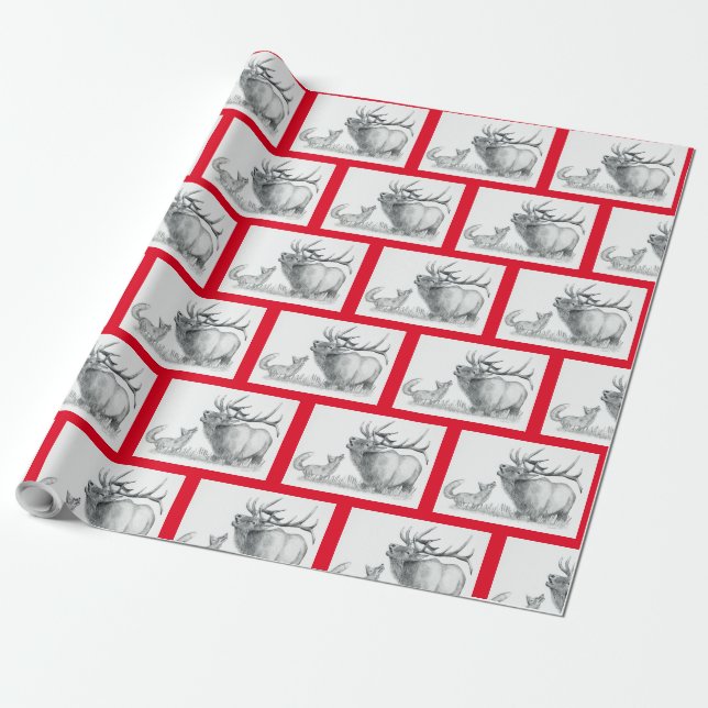 Fox und Elch Geschenkpapier (Ungerollt)