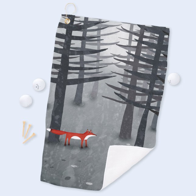 Fox und Forest Golfhandtuch (Fox in a forest art golf towel)