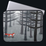 Fox und Forest Laptopschutzhülle<br><div class="desc">Ein einziger wilder roter Fuchs steht unter den Kiefern in einem dunklen Wald. Für Natur, Wildtiere und Tierfreunde. Originelle Kunst von Nic Squirrell.</div>