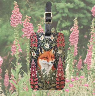 Fox und Foxglove Blume William Morris Inspiriert Gepäckanhänger