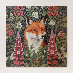 Fox und Foxglove Blume William Morris Inspiriert Puzzle