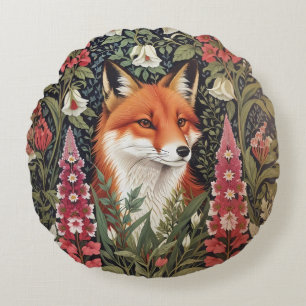 Fox und Foxglove Blume William Morris Inspiriert Rundes Kissen