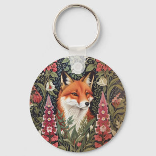 Fox und Foxglove Blume William Morris Inspiriert Schlüsselanhänger