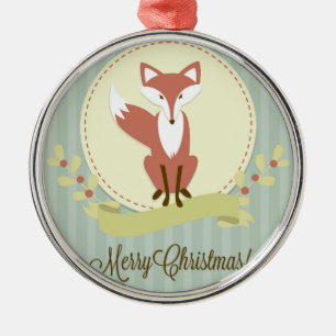 Fox und Kranz Silbernes Ornament