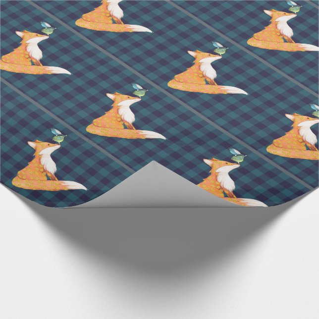Fox und neugieriges Vogelgeschenk-Packpapier Geschenkpapier (Ecke)