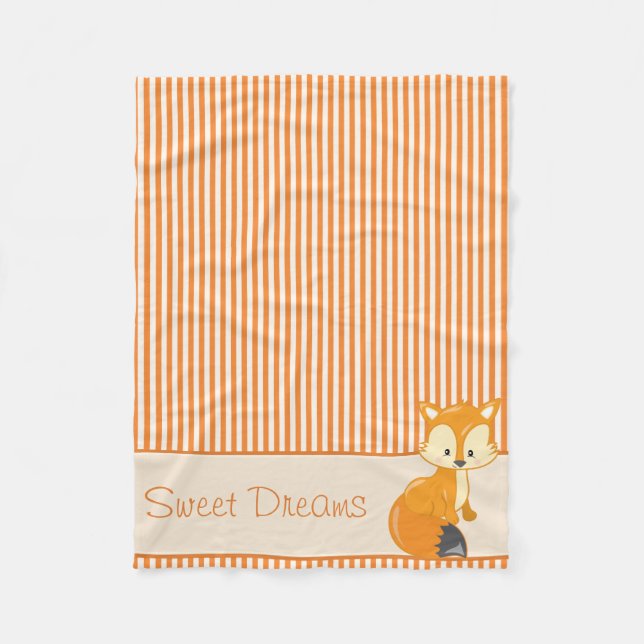 Fox- und TAN- u. Orangen-Streifen | personalisiert Fleecedecke (Vorderseite)