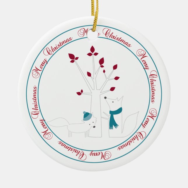 Fox- und Weihnachtsbaum von unserem Haus zu deinem Keramik Ornament (Vorne)