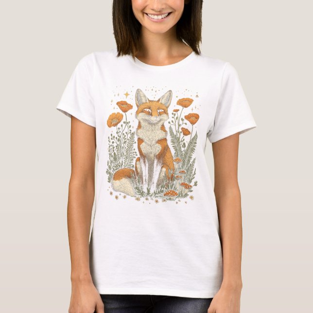 Fox unter den Wildblumen T - Shirt (Vorderseite)