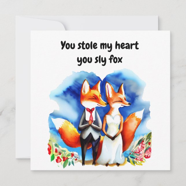 Fox Valentine's Day Card Karte (Vorderseite)