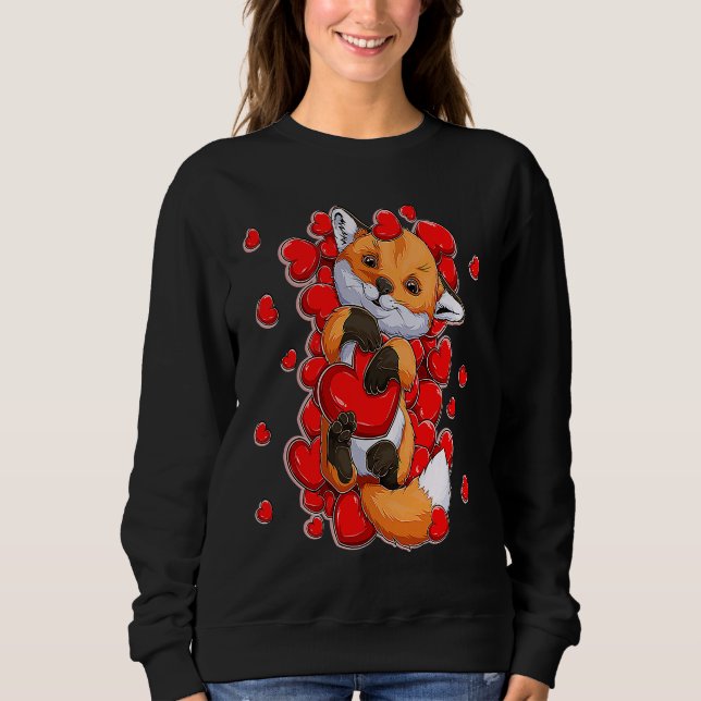 Fox  Valentines Day Fox Heart Kids Sweatshirt (Vorderseite)