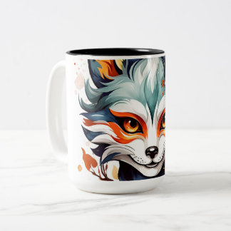 Fox Vibes: Zeitlose Kunst im Herbst Zweifarbige Tasse