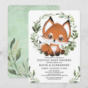 Fox Virtual Baby Dusche von Mail Woodland Grüne Einladung