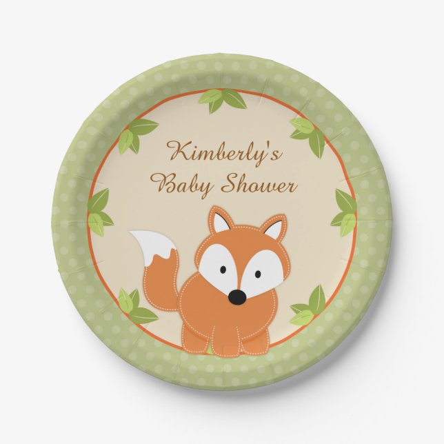Fox-Waldbaby-Duschen-Papier-Party-Teller Pappteller (Vorderseite)