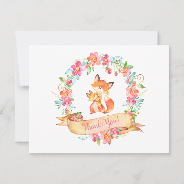 Fox-Walddanken blumenKranz-Dusche Ihnen zu merken Dankeskarte (Vorderseite)