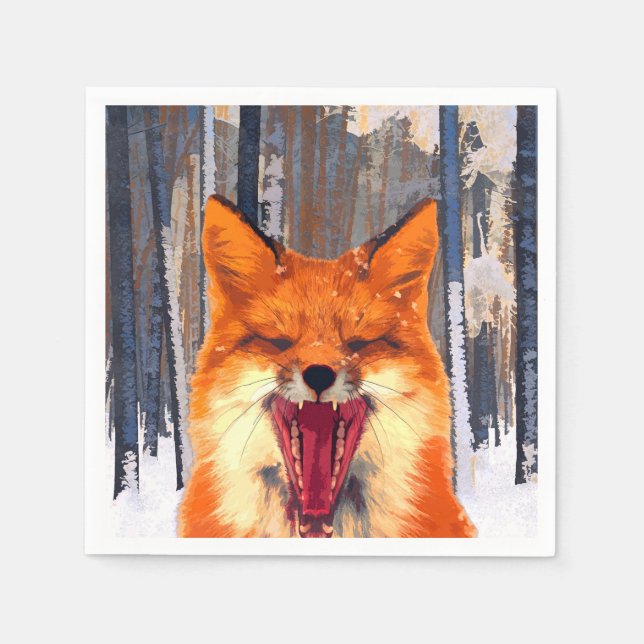 Fox-Waldpapier Napkin Serviette (Vorderseite)