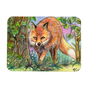 Fox Walking in den Wäldern Magnet