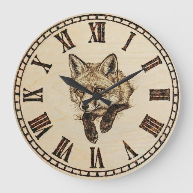  Fox Wall Clock Große Wanduhr (Vorderseite)