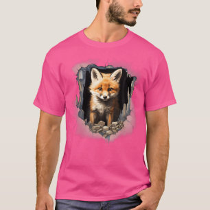 Fox Wall Zeichnend Wildtiere Print Nature Fore T-Shirt
