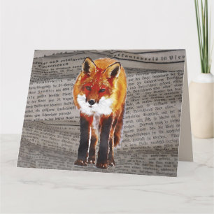 FOX WATERCOLOR NEWSPAPER ART Geburtstagskarten Karte