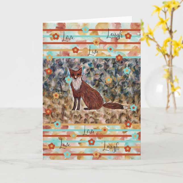 Fox WatercolorArt mit Liebe, Live, Laugh 12x18 Car Karte (Gelbe Blume)