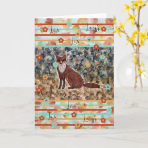 Fox WatercolorArt mit Liebe, Live, Laugh 12x18 Car Karte