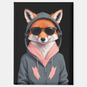 Fox Wearing Hoodie Funny Coole Tierart Magnet