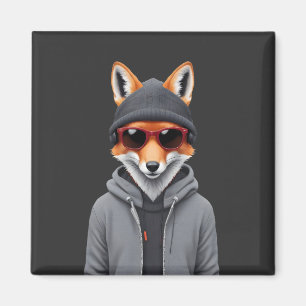 Fox Wearing Hoodie Funny Coole Tierart Magnet