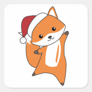 Fox Weihnachtsschnee Wintertiere Füchse Quadratischer Aufkleber