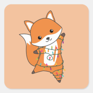 Fox Weihnachtsschnee Wintertiere Füchse Quadratischer Aufkleber