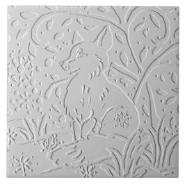 Fox White Gray Black Embossed Woodland Snowflakes Fliese