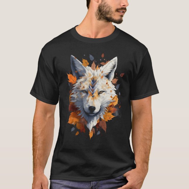 Fox White Wolf Herbst lässt Tierkünstler Fox T-Shirt (Vorderseite)